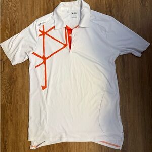 Adidas Men's Polo Shirt in White with Orange Accents
